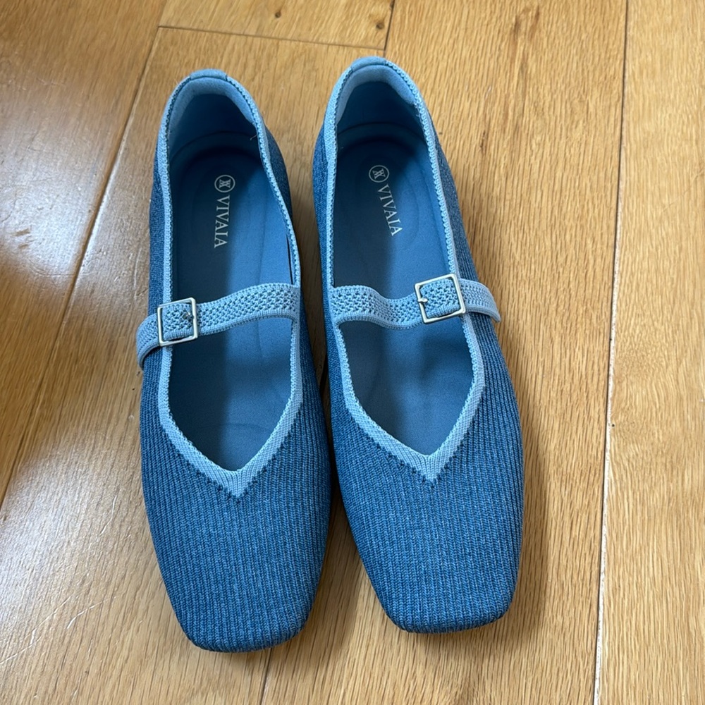 Blue Vivaia Mary Jane Flats, 9.5 / 41.